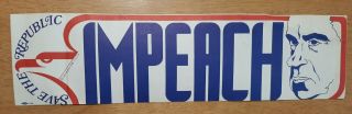 Anti (richard Nixon) Impeach Bumper Sticker,  Protest,  Peace Sign,  Vietnam,  Cause