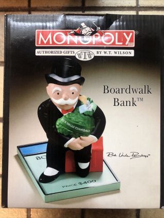 1998 Nrfb Monopoly Boardwalk Ceramic Bank Rich Uncle Pennybags (s21)