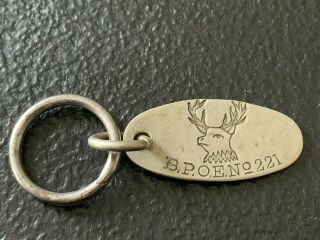 Vintage Key Ring Check Fob Order Of Elks - Chas.  G.  Pierce Jacksonville,  Florida