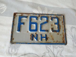Vintage Metal Motorcycle License Plate F623 Hampshire 6 - 1/4 " X 3 - 3/4 "
