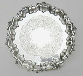 Antique Friedman Silver Co.  Silver Plate Footed Tray Salver 12 ",  Shell Scrolls