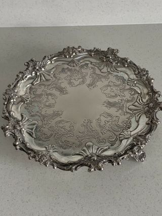 Vintage Heavy Silver Plated Drink/card Tray