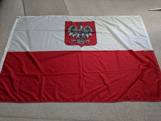 4 Ft.  X 6 Ft.  Nylon Poland Flag With Coat Of Arms - -