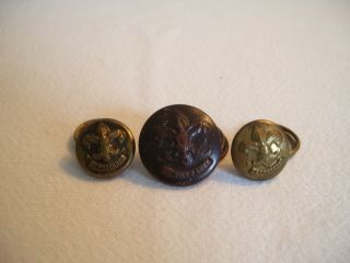3 Vintage Old Metal Brass? Be Prepared Motto Boy Scout Uniform Buttons