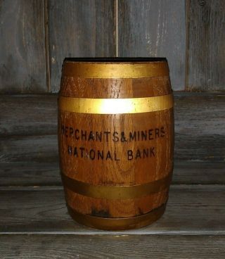 Rare Merchants And Miners National Bank Wooden Piggy Bank West Virginia