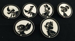 Vintage Disney Characters Black & White Pins Daisy,  Goofy,  Tinkerbell