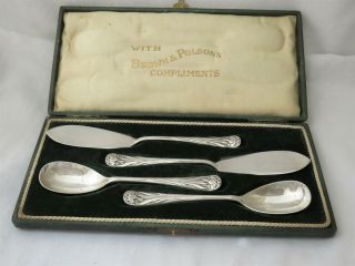 Art Nouveau Silver Plated Serving Set 1883 Butter /serving Brown & Polson Case