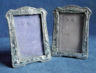 Old Ornate Pair 7 " Solid Silver Mounted Photo Frames Birmingham 1913