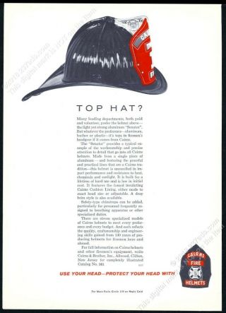 1966 Cairns Fire Helmet Photo Vintage Trade Print Ad