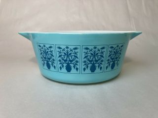Vintage Pyrex Casserole With Handles - Saxony “Tree Of Life” 475B Pattern 2.  5 QT 2