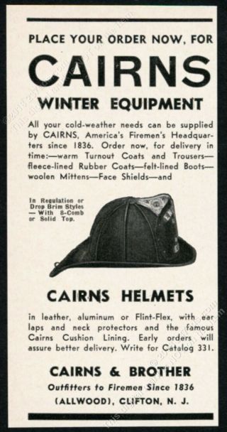 1948 Cairns Fireman Fire Helmet Photo Vintage Trade Print Ad 3
