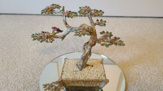 Vintage Swoboda Gem Tree Peridot,  Rose Quartz,  White Quartz Gravel Painted Bird