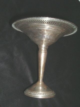 Vintage Weighted Crown Sterling Silver Pierced Compote Candy Dish 9.  4 Oz.