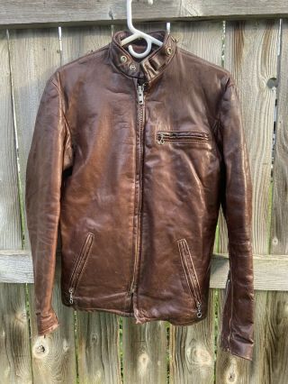 Vintage Schott 141 Cafe Racer Leather Motorcycle Jacket Size 36 Made In Usa