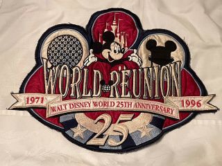 Vintage Walt Disney World 25th Anniversary 12” Patch - World Reunion Epcot Mgm