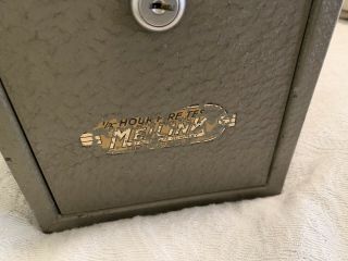 Vintage Meilink Hercules Fire Insulated Safe Home Vault W Key Apex 13x6x6