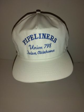 Vtg Pipeliners Union 798 Tulsa Oklahoma Gas Pipeline Rope Front Snapback Hat Cap