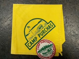 Vintage 1950s Camp Purchas Boy Scout Patch Neckerchief Tioughnioga Council Bsa