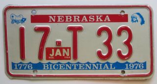 Nebraska 1984 York County Bicentennial License Plate Quality 17 - T 33
