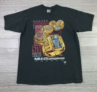 Vintage 1998 Nba Chicago Bulls 6 Times Champions T - Shirt Size Xl Short Sleeve