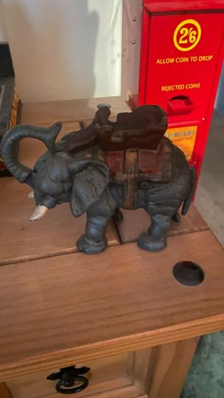 Vintage Cast Iron Elephant Money Box Rare