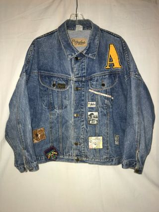 Vintage Gasoline Jean Jacket With Patches Size Medium