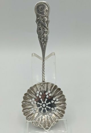 Pretty Victorian Silver Sifter Spoon William Devenport Birmingham 1895
