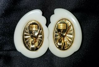 Vintage Ysl Yves Saint Laurent Gold Tone Faux Pearl Clip - On Earrings