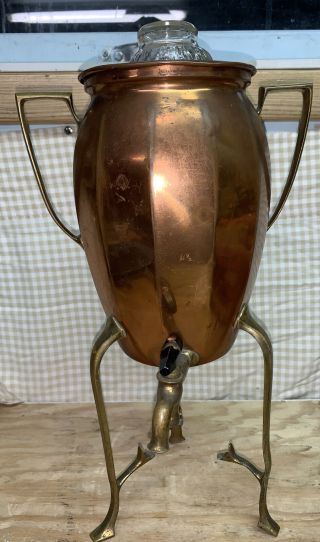 Vintage Brass & Copper Hot Water Drink Tea Coffee Dispenser