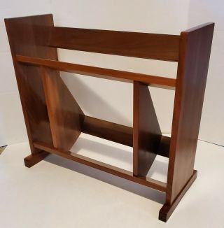 Vintage Mid Century Modern Wooden Record Stand / Rack - Designer