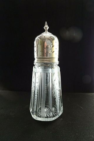 Watson Sterling Silver And Etched Glass Muffineer Sugar Caster Shaker