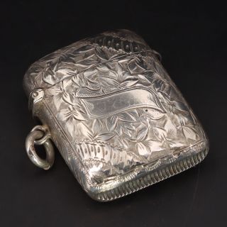Vtg Sterling Silver Ornate Engraved Floral Cigarette Lighter Case Holder - 23g