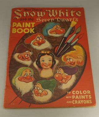1938 Walt Disney Snow White And The Seven Dwarfs Pint Book 10 1/2 " X15 "