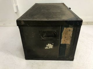Vintage Military STORAGE TRUNK us army GREEN chest foot locker wood box wwii OD 3