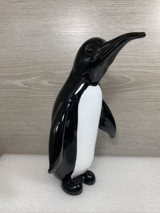 Vintage Large Murano Glass Figure Penguin Art Deco Figurine 8.  75” - Made In Italy