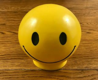 Vintage 1972 Smiley Face Coin Bank Roy Plastic Vinyl Complete With Stopper
