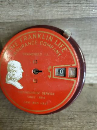 Vintage Add O Bank Coin Bank Franklin Life Insurance Company No Key 3