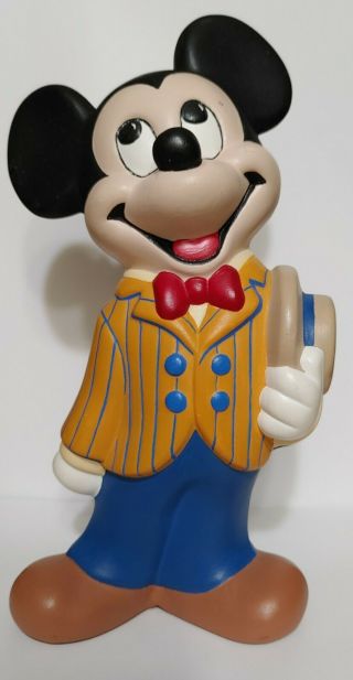 Vintage Mickey Mouse Figurine Walt Disney Productions Hand Painted 9 " Tall.