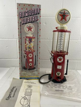 Texaco Gas Pump Gumball Machine 21” Light Up Top Metal Carousel Rare White Top