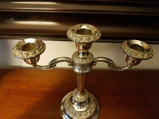 Vintage Small IANTHE Silver Plated Three Branch Candelabra 2