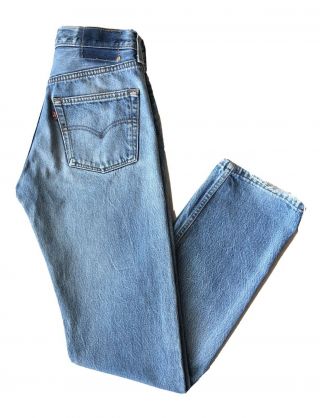 Vtg Usa Levis 501 Distressed Jeans Size 29 X 36 Act 26 X 32 High Rise Boyfriend