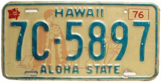 Hawaii 1976 " King Kamehameha " Bicentennial License Plate,  7c - 5897