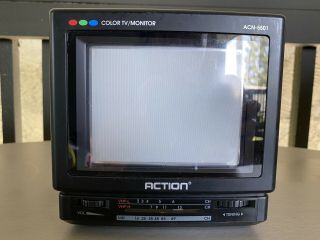 Vintage Action 5 " Portable Color Monitor Tv Television Acn 5503 Radio “works”