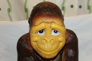 Vintage 13 " Plastic Gorilla Ape Monkey Coin Bank York Vinyl Prod Corp 1971