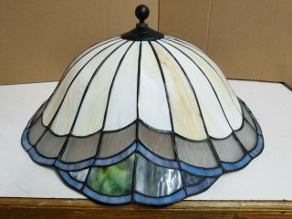 Vintage Tiffany - Style Leaded Stained Glass Lamp Shade 18 " Mission Arts & Crafts