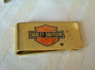 Vintage 1984 Harley Davidson Motor Cycles Money Clip W Bar & Shield Logo Baron