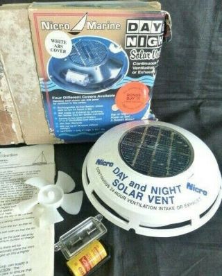 Vtg Nicro Nf20504w Day & Night 4 " White Marine Solar Vent Read All Description