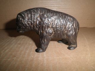 Wonderful Old Cast Iron " Teddy " Bear Still Bank,  By Arcade 1910 - 1925