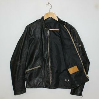 Vintage Drospo Cafe Racer Leather Motorcycle Jacket Size 40 Clix Ring Zipper