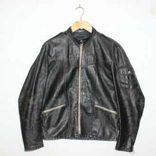 Vintage Drospo Cafe Racer Leather Motorcycle Jacket Size 40 Clix Ring Zipper 2